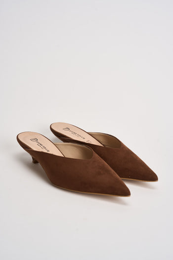 Sabot donna in suede marrone - 3