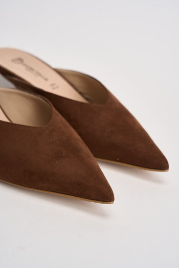 Sabot donna in suede marrone - 4