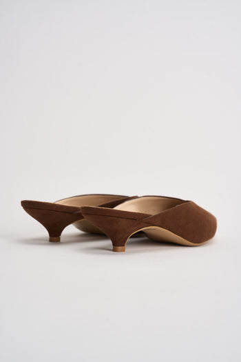 Sabot donna in suede marrone - 6