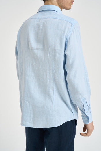 Camicia uomo in lino celeste - 4