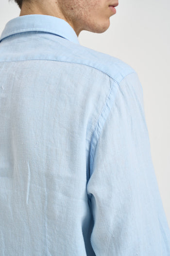 Camicia uomo in lino celeste - 5