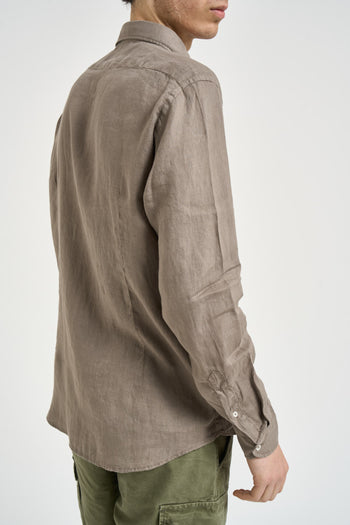 Camicia uomo in lino tortora - 3