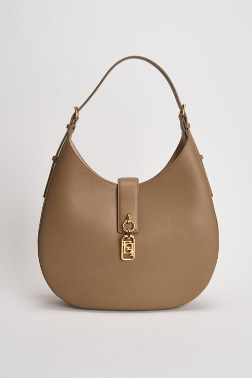 Borsa donna a spalla in pelle beige - 1