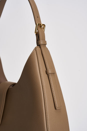 Borsa donna a spalla in pelle beige - 4