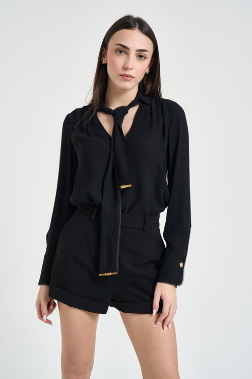 Camicia donna con foulard nera - 1