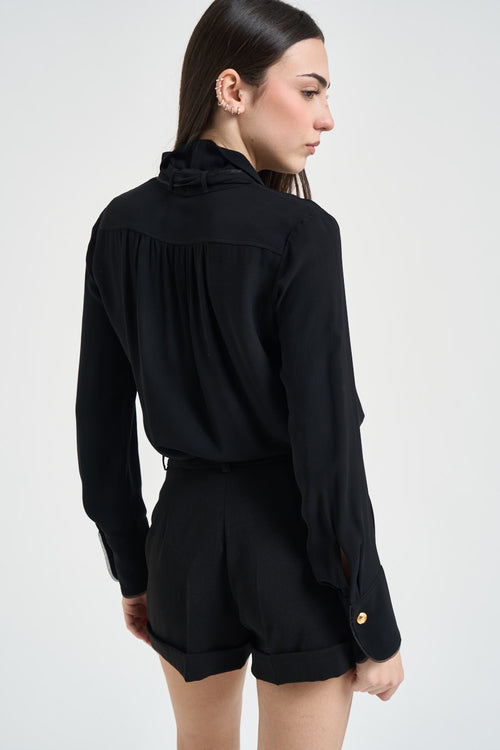 Camicia donna con foulard nera - 2
