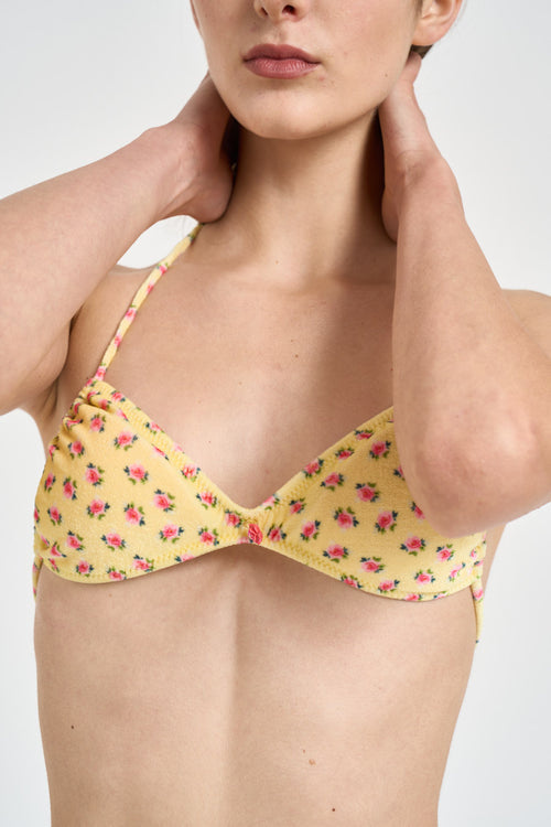 Bikini donna giallo fantasia floreale - 2
