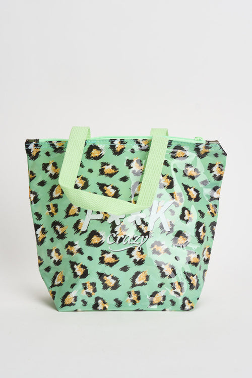 Mini bag donna con stampa animalier verde acqua