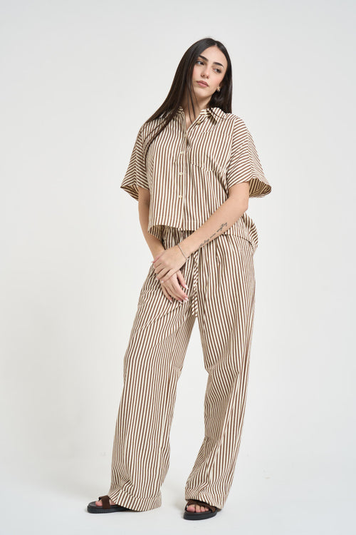 Camicia donna cropped marrone - 1