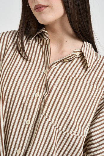 Camicia donna cropped marrone - 4