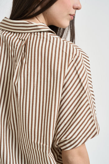 Camicia donna cropped marrone - 5