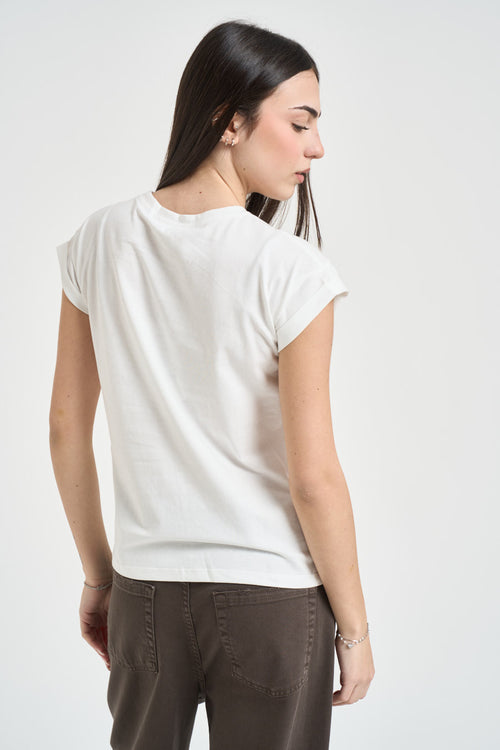 T-shirt donna girocollo bianca - 2