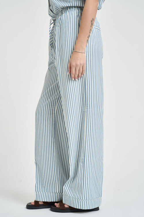 Pantalone donna a righe celeste - 2