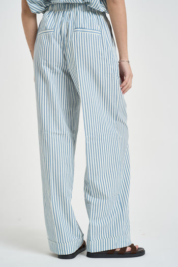 Pantalone donna a righe celeste - 3