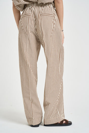 Pantalone donna a righe marrone - 3