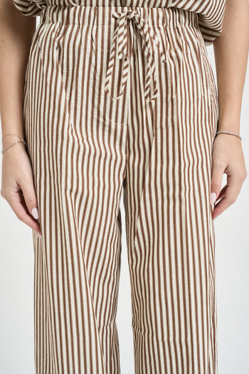 Pantalone donna a righe marrone - 4