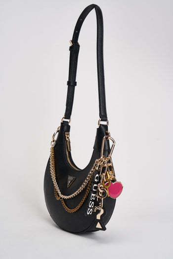 Borsa donna a spalla nera con charms - 4