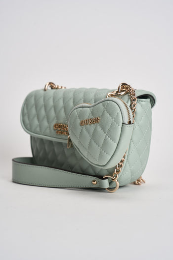 Borsa donna a tracolla verde acqua matelassé - 4