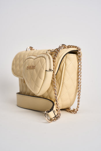 Borsa donna a tracolla giallo pastello matelassé - 3