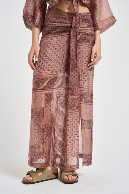Gonna lunga donna semi trasparente rosa antico