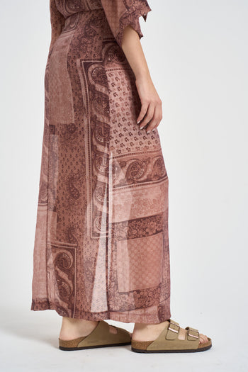 Gonna lunga donna semi trasparente rosa antico - 3