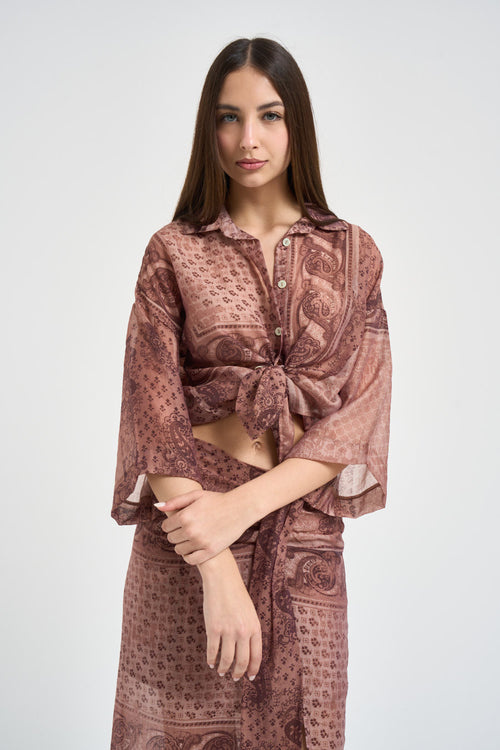 Camicia donna semi trasparente rosa antico - 2