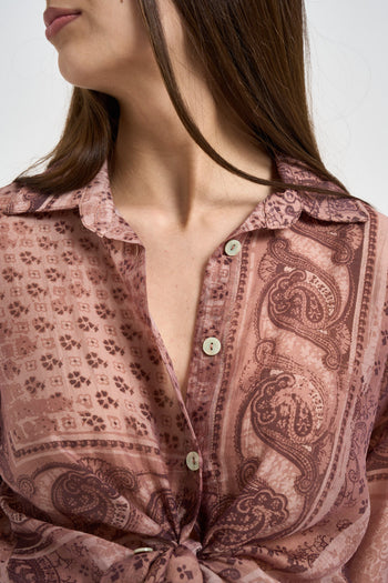 Camicia donna semi trasparente rosa antico - 3