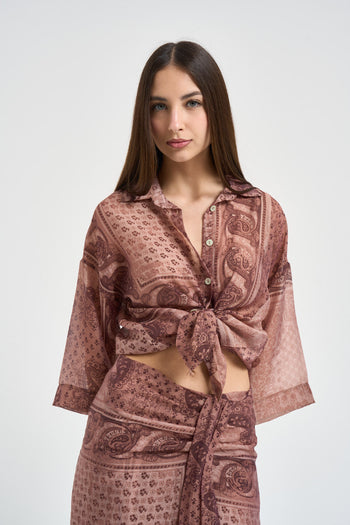 Camicia donna semi trasparente rosa antico - 4