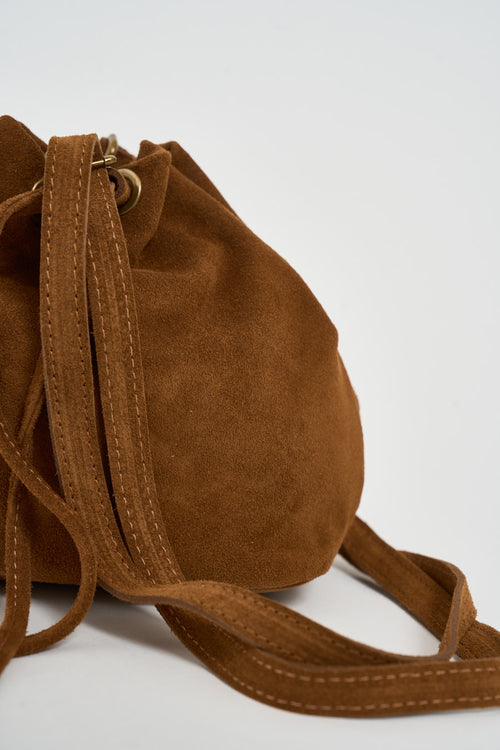 Borsa donna secchiello in suede cuoio - 2
