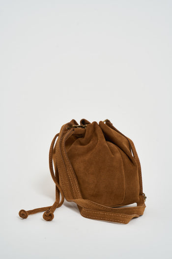 Borsa donna secchiello in suede cuoio - 3