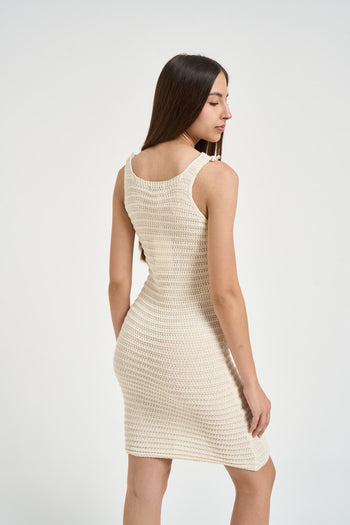 Abito donna in maglia panna - 3