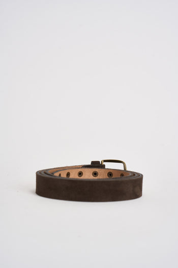 Cintura donna con borchie in suede marrone - 3