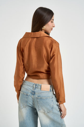 Camicia donna satinata coccio - 3