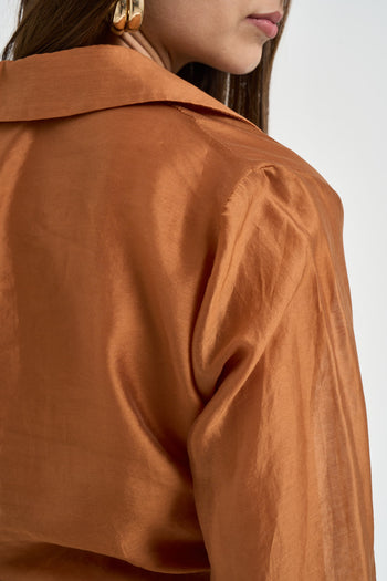 Camicia donna satinata coccio - 4