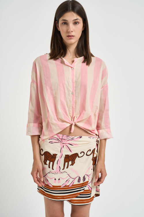 Camicia donna a righe petalo e panna - 2