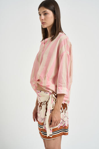 Camicia donna a righe petalo e panna - 3