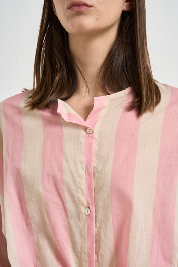 Camicia donna a righe petalo e panna - 4