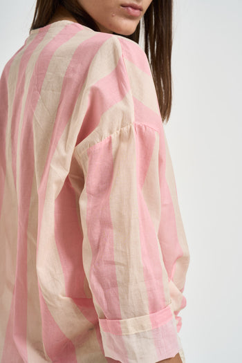Camicia donna a righe petalo e panna - 6