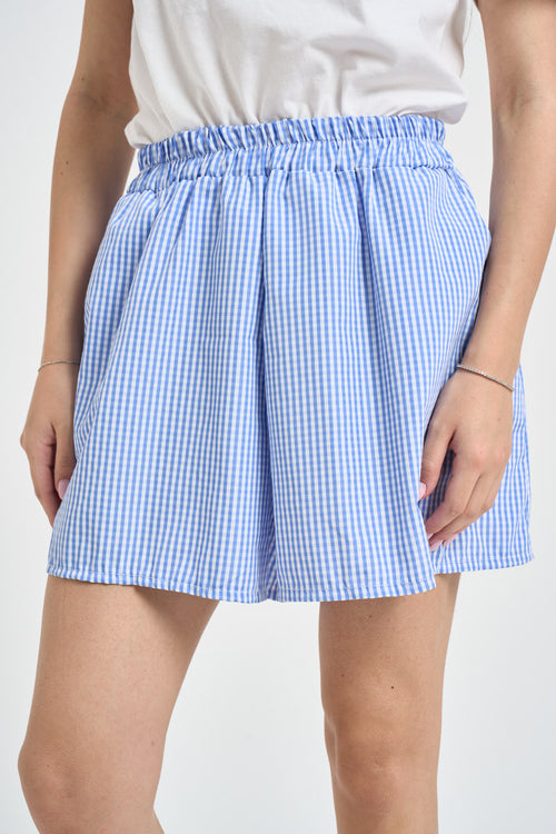 Shorts donna a righe celeste e bianco
