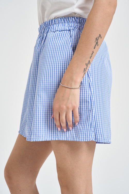 Shorts donna a righe celeste e bianco - 2