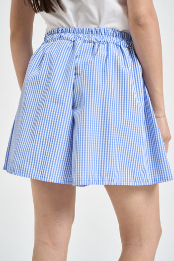 Shorts donna a righe celeste e bianco - 3