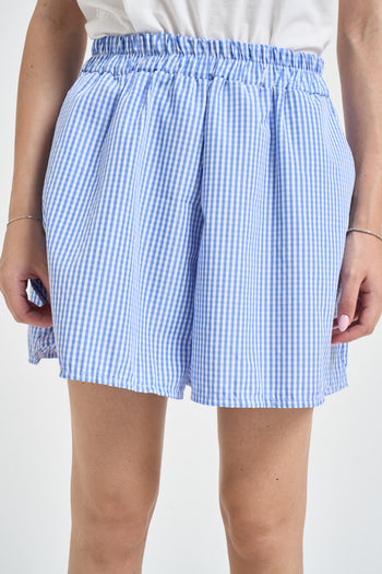 Shorts donna a righe celeste e bianco - 4