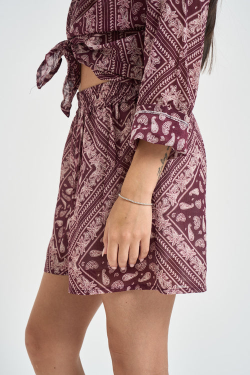 Short donna fantasia bandana bordeaux - 2
