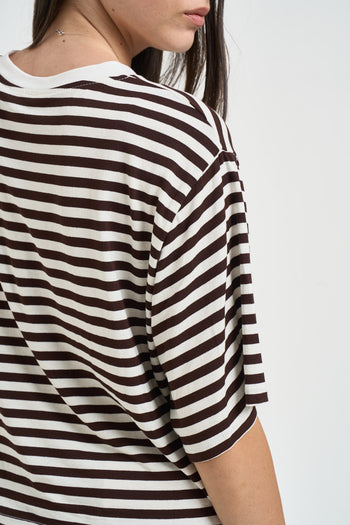 T-shirt a righe moro e bianca - 4