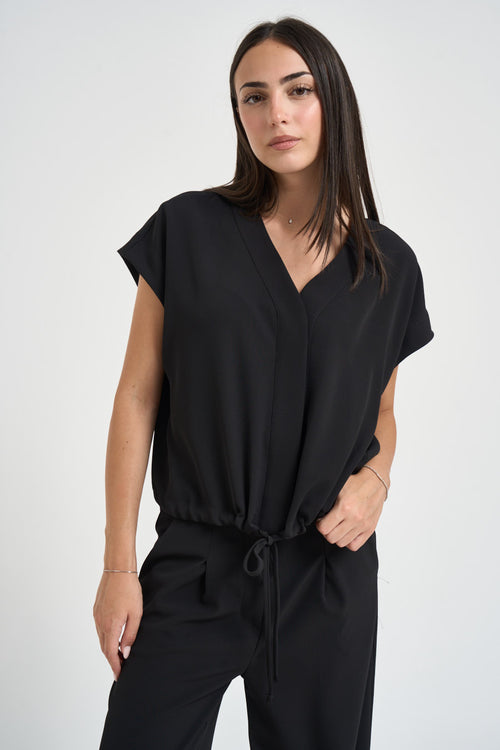 Abito donna con coulisse in vita nero - 2