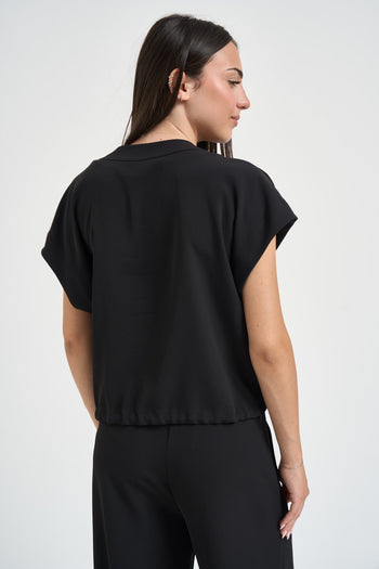 Abito donna con coulisse in vita nero - 6