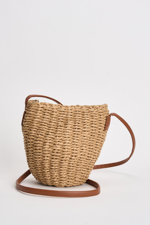 Borsa donna in rafia intrecciata naturale