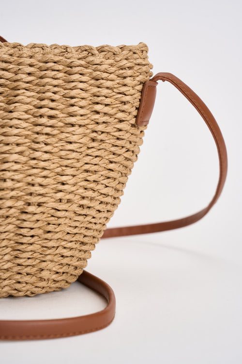 Borsa donna in rafia intrecciata naturale - 2