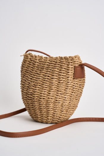 Borsa donna in rafia intrecciata naturale - 4