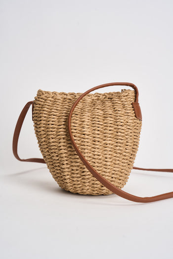 Borsa donna in rafia intrecciata naturale - 5